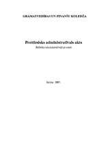 Referāts 'Prettiesisks administratīvais akts', 1.