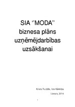 Biznesa plāns 'Biznesa plāns šūšanas darbnīcai SIA "Moda"', 1.