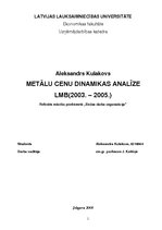 Referāts 'Metālu cenu dinamikas analīze LMB (2003.-2005.)', 1.