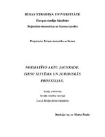 Konspekts 'Normatīvo aktu jaunrade. Tiesu sistēma un juridiskās profesijas', 1.