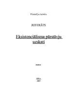 Referāts 'Eksistenciālisma pārstāvju uzskati', 1.
