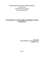 Eseja 'Vai humānisms un demokrātija pedagoģijā noved pie visatļautības', 1.