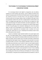 Referāts 'The Possibility of Sustainable Tourism Development in Mountain Tourism', 1.