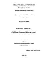 Konspekts 'Reklāmas definīcija. Reklāmas loma, mērķi, uzdevumi', 1.