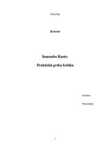 Referāts 'Imanuels Kants "Praktiskā prāta kritika"', 1.