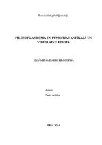 Referāts 'Filosofijas loma un funkcijas antīkajā un viduslaiku Eiropā', 1.