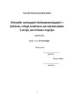 Referāts 'Seksuālie noziegumi (dzimumnoziegumi) - jēdziens, cēloņi, tendences un raksturoj', 1.
