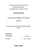 Referāts 'A/s „Latvijas balzams” finanšu analīze', 1.