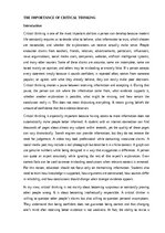 Eseja 'The importance of critical thinking', 1.