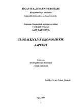 Konspekts 'Globalizācijas ekonomiskie aspekti', 1.