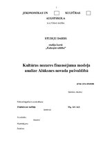 Referāts 'Kultūras nozares finansējuma modeļa analīze Alūksnes novada pašvaldībā', 1.