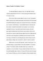 Eseja 'Text Review. Theodor Adorno "On Jazz"', 1.