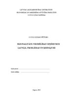 Referāts 'Sezonalitāte viesmīlības uzņēmumos Latvijā. Problēmas un risinājumi', 1.