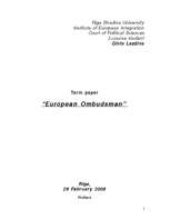 Referāts 'European Ombudsman', 1.