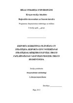 Konspekts 'Eksporta mārketinga plānošana un stratēģija. Tirgus paplašināšanas vai izvēles p', 1.