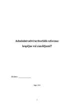 Referāts 'Administratīvi teritoriālā reforma - iespējas vai zaudējumi', 1.
