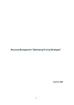 Referāts 'Revenue Management "Optimizing Pricing Strategies"', 1.