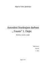 Konspekts 'Antonīmi literārajam darbam "Fausts", 1.daļa', 1.