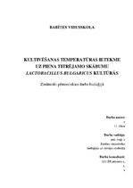 Referāts 'Kultivēšanas temperatūras ietekme uz piena titrējamo skābumu Lactobacillus bulga', 1.