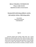 Konspekts 'Starptautiskā mārketinga pētījumi, analīze, informācijas sistēma. Mārketinga plā', 1.