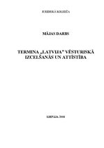 Referāts 'Termina "Latvija" vēsturiskā izcelšanās un attīstība', 1.