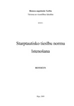 Referāts 'Starptautisko tiesību normu īstenošana', 1.
