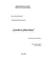 Referāts 'Izmaksu plānošana', 1.