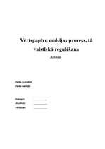 Referāts 'Vērtspapīru emisijas process, tā valstiskā regulēšana', 1.