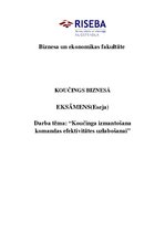 Eseja 'Koučinga izmantošana komandas efektivitātes uzlabošanai', 1.