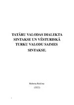 Konspekts 'Tatāru valodas dialekta sintakse', 1.