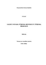 Konspekts 'Tūrisma resursi un tūrisma produkti Saldus novadā', 1.