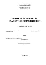 Diplomdarbs 'Juridiskās personas maksātnespējas process', 1.
