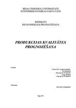 Referāts 'Produkcijas kvalitātes prognozēšana', 1.