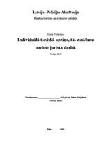 Referāts 'Individuālā tiesiskā apziņa, tās zināšanu nozīme jurista darbā', 1.
