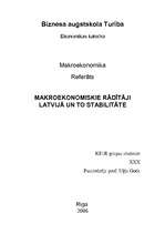 Referāts 'Makroekonomiskie rādītāji Latvijā un to stabilitāte', 1.