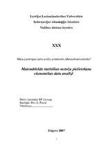 Referāts 'Matemātiskās statistikas metožu pielietošana ekonomikas datu analīzē', 1.