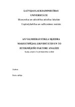 Referāts 'AS "Valmieras stikla šķiedra" maksātspējas un likviditātes analīze', 1.