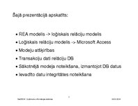 Prezentācija 'Relāciju datu bāzu dizains: REA konceptuālo modeļu konvertēšana relāciju datu bā', 2.