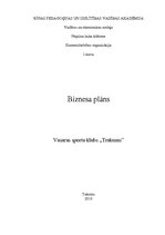 Biznesa plāns 'Vasaras sporta klubs "Trakums"', 1.