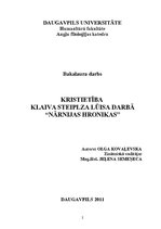 Diplomdarbs 'Christianity in C.S.Lewis’ Work "The Chronicles of Narnia"', 2.