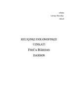 Referāts 'Reliģiski filosofiskie uzskati Friča Bārdas darbos', 1.