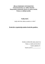 Referāts 'Kontroles organizācija muitas kontroles punktos', 1.