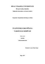 Konspekts 'Statistiskā grupēšana. Variācijas rādītāji', 1.