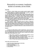 Konspekts 'Restaurācija un remonts', 1.