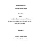 Referāts 'Vietējo tūristu apmierinātība ar gastronomiskā tūrisma piedāvājumu Jelgavas nova', 1.