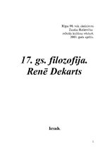 Referāts '17.gadsimta filosofija. Renē Dekarts', 1.