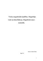 Referāts 'Vielas magnētiskās īpašības. Magnētiķu veidi un klasifikācija. Magnētiski nano-m', 1.