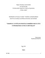 Referāts 'Eiropas e-justīcijas portāla darbības rezultāti un problēmas Covid-19 apstākļos', 1.
