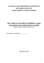 Referāts 'SIA "Jelgavas Lielā aptieka" peļņu ietekmējošo ekonomisko faktoru analīze', 1.