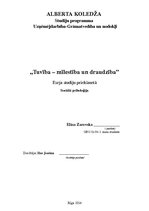 Eseja 'Tuvība - mīlestība un draudzība', 1.